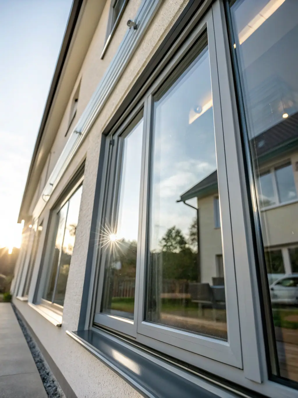 A durable and energy-efficient vinyl window, installed in a contemporary Bremen apartment building, showcasing its low maintenance and cost-effectiveness.