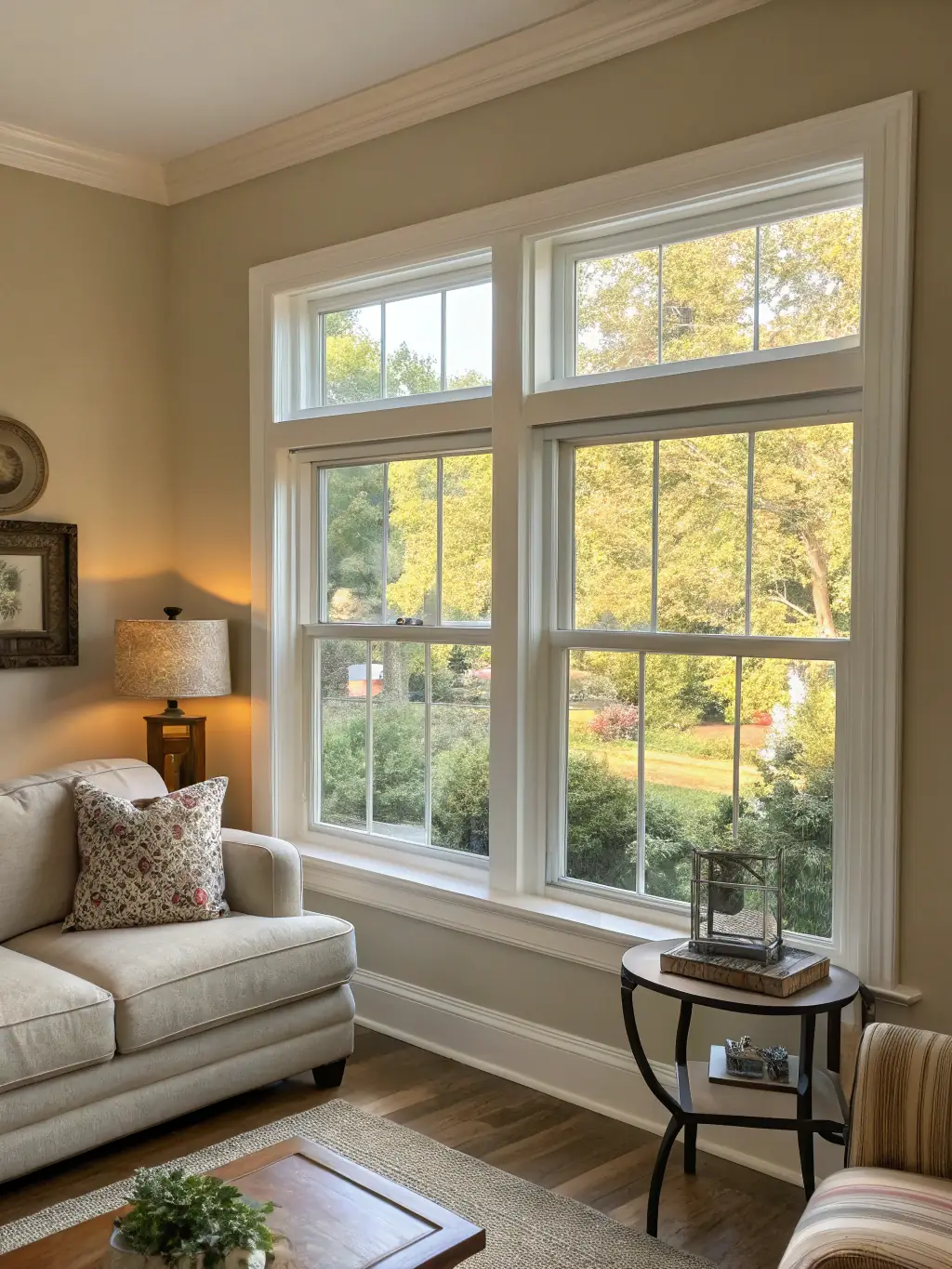 A high-quality double-hung window made of wood, installed in a traditional Bremen-style house, emphasizing its classic design and energy efficiency.